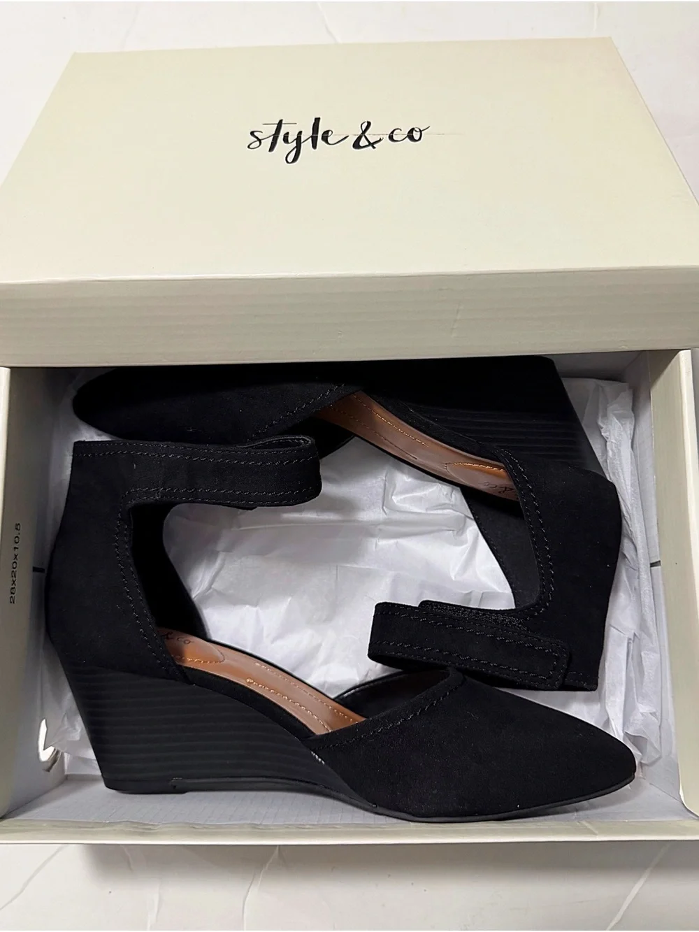 NIB Style & Co. YARAHF Two-Piece Wedge Pump Black Sandals